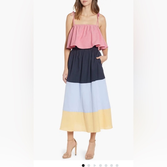 WOMENS ENGLISH FACTORY COLOR-BLOCK MAXI DRESS, SMALL - Picture 1 of 9